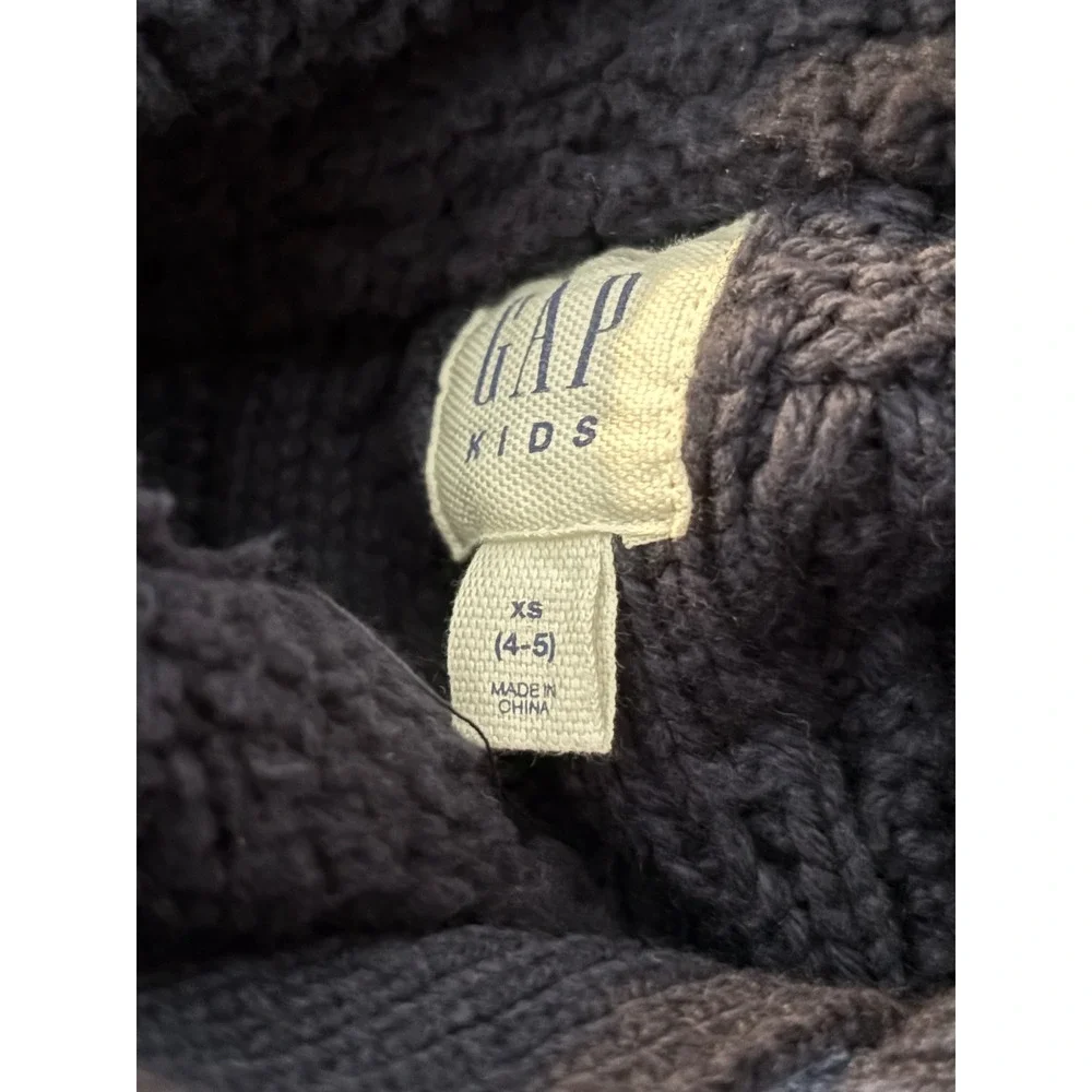 Gap Kids Navy Blue Cable Knit Sherpa Lined Mock Neck Sweater XS 4-5